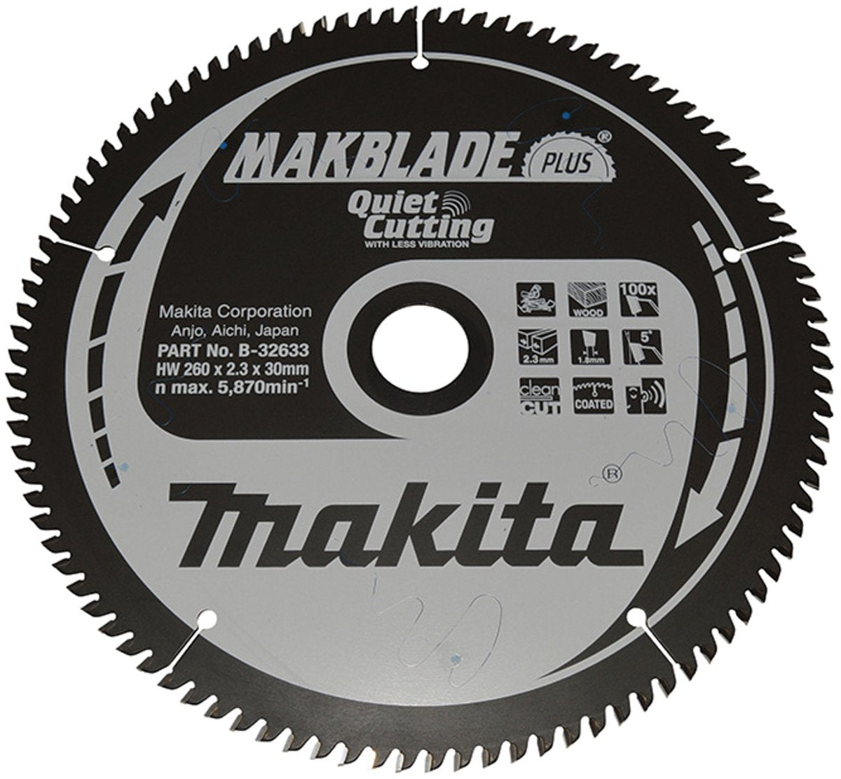 Makita Sägeblatt q c 260 x 30 x 2,3 100 t 5 g – B-32633