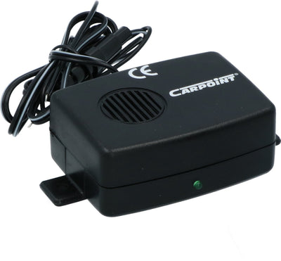 Marderabwehr von Carpoint – verhindert angebissene Kabel und Schläuche – lauter und pulsierender Ultraschallton – 12 Volt – Stromverbrauch 60 mA – Frequenz 22,5 kHz > 70 dB – an Autobatterie anschließbar – für Menschen nicht hörbar