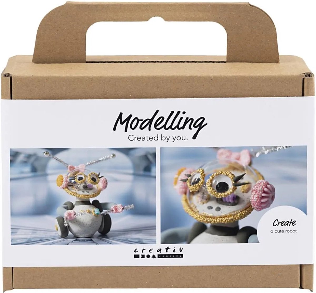 Creativ Company Mini-Hobby-Set Robotermodellierung in Grau und Rosa