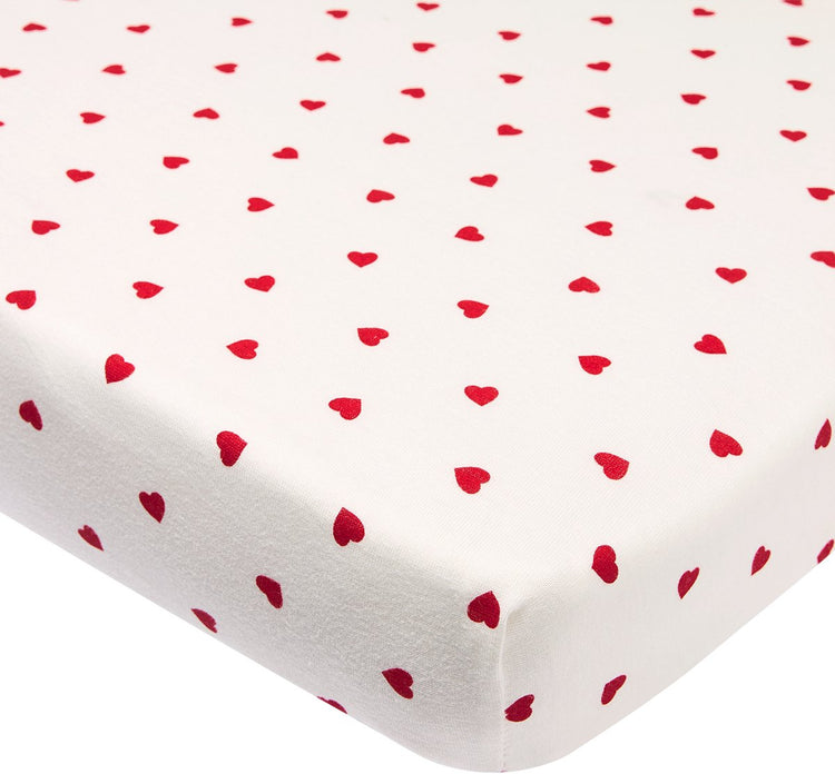 Meyco Baby Sweet Heart Spannbettlaken-Laufgittermatratze – weiß rot – 75 x 95 cm