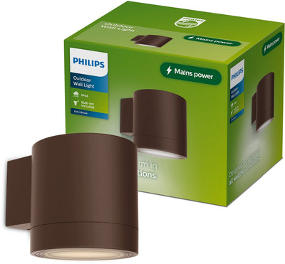 Philips LED Philips Fylx Wandleuchte – Außenbeleuchtung – Gu10-Fassung – Wetterfest: IP44 – Braun – modernes Design