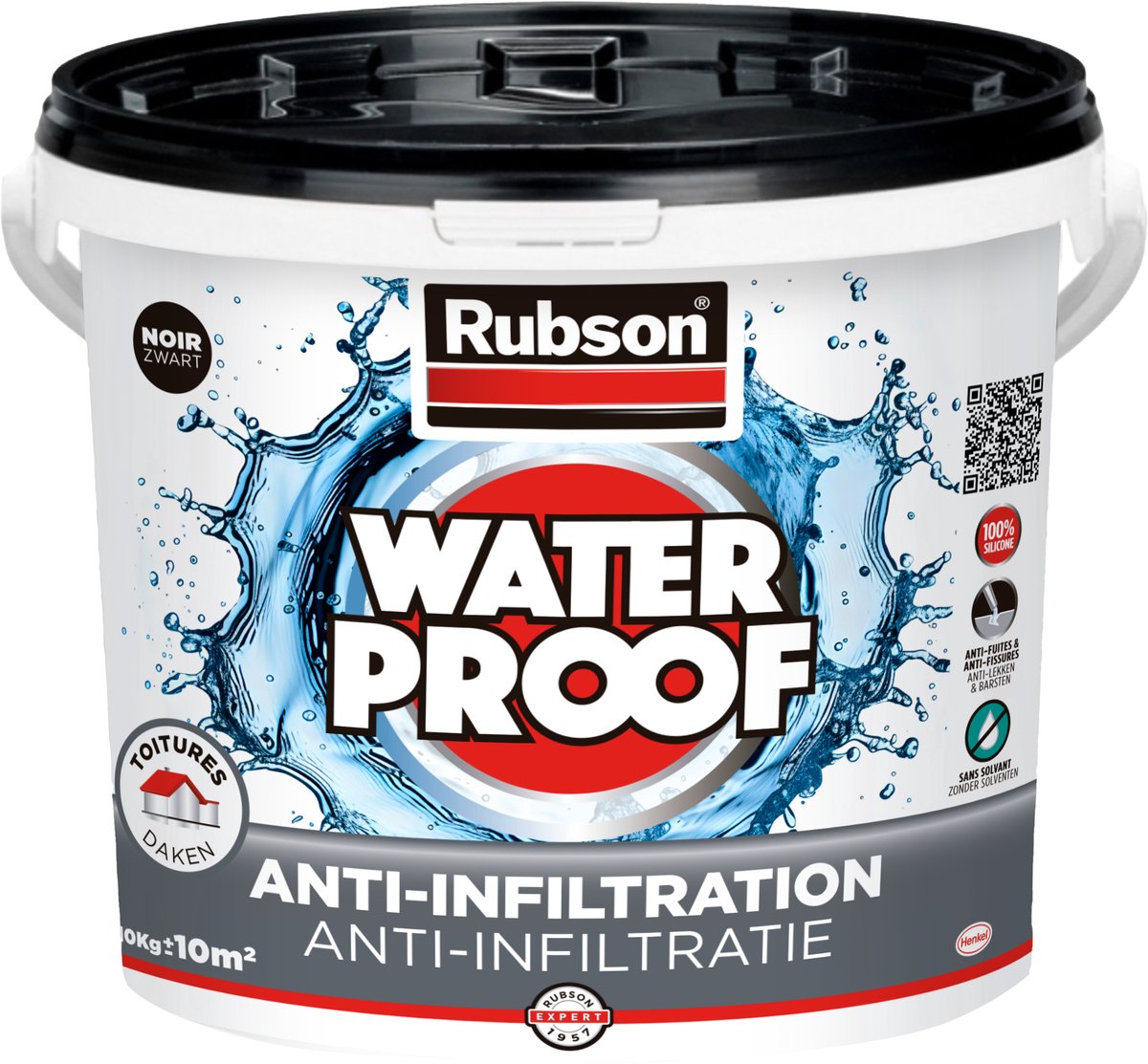 Rubson Anti-Infiltration schwarz 10 kg | Beschichtung von Dächern, Fundamenten und vergrabenen Materialien | auf Silikonbasis für maximale Elastizität | langlebige Beschichtung und UV-beständig | Langzeitschutz vor Feuchtigkeit.