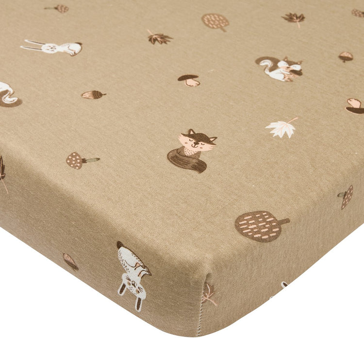 Meyco Baby Waldtiere Spannbettlaken Laufstallmatratze – Sand – 75 x 95 cm