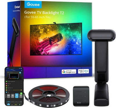 Govee TV-Hintergrundbeleuchtung T2 55–65 Zoll – TV-LED-Streifen – RGBic – App-Steuerung – Alexa Google