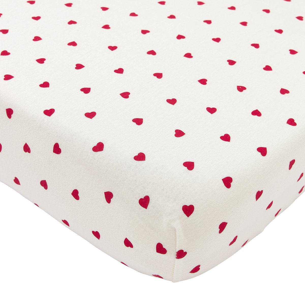 Meyco Baby Sweet Heart Spannbettlaken Beistellbett – weiß rot – 50 x 90 cm