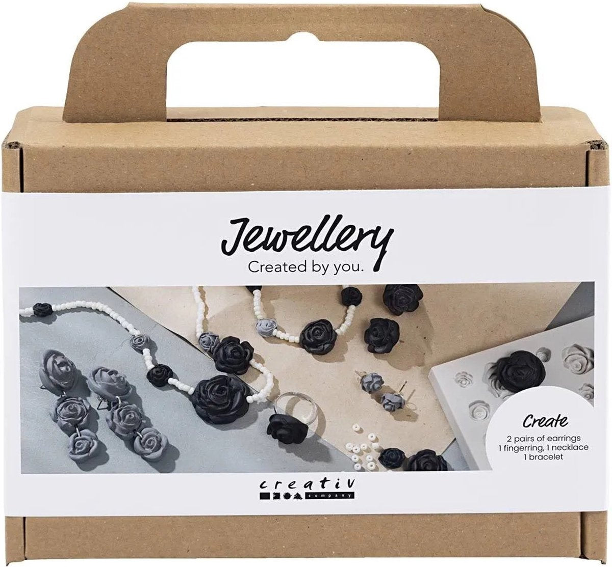 Creativ Company Mini-Hobby-Set Schmuck, Rosen, Schwarz, Schwarz-Weiß, Weiß, 1 Box