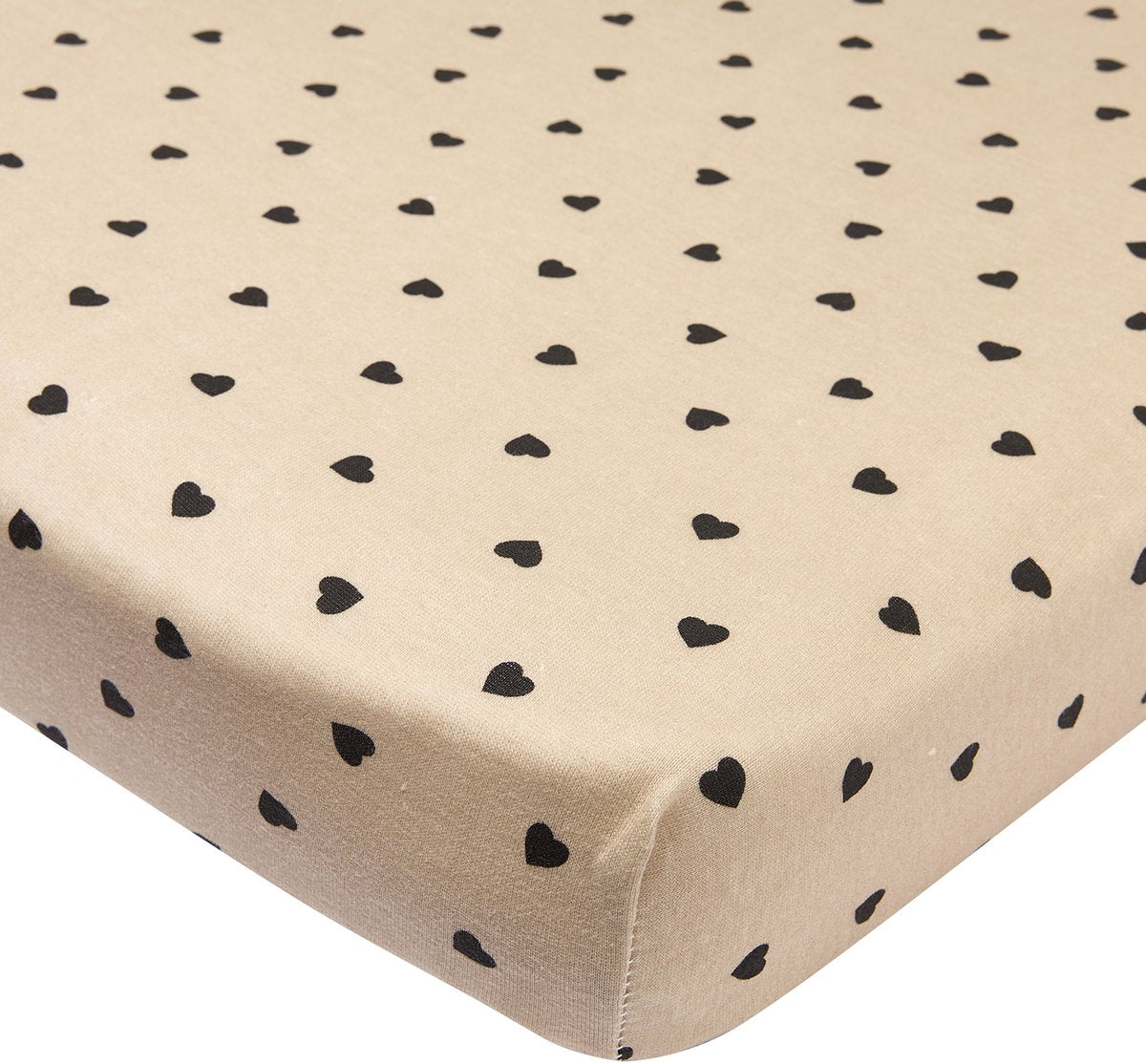 Meyco Baby Sweet Heart Spannbettlaken-Laufgittermatratze – Soft Sand Black – 75 x 95 cm