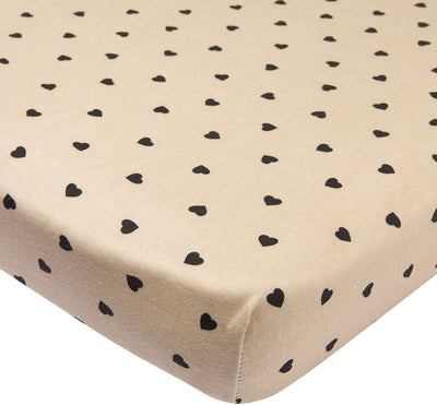 Meyco Baby Sweet Heart Spannbettlaken-Laufgittermatratze – Soft Sand Black – 75 x 95 cm