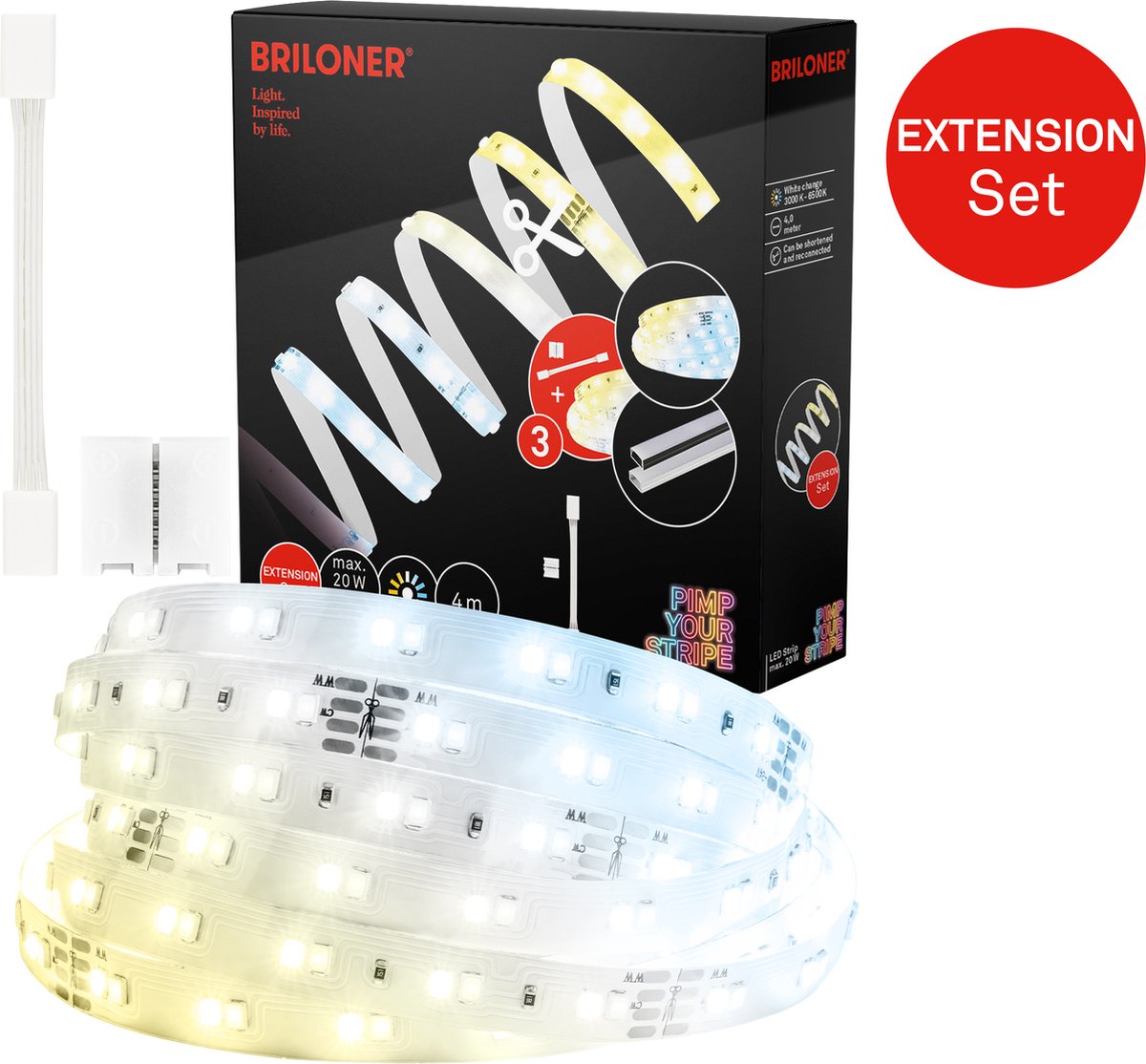 Briloner Pimp Your Strip Verlängerungsset LED-Streifen 4m, CCT, Fernbedienung