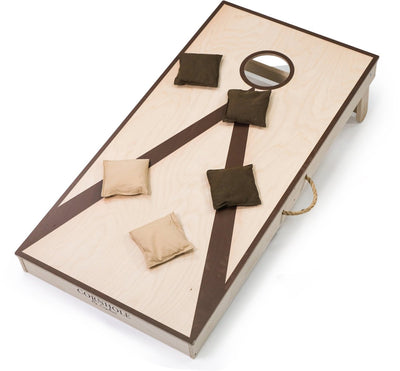 Engelhart Cornhole – Einzel-Wettkampfset – 120 x 60 cm – Kiefern-Birkenholz – inklusive 2 x 4 Taschen und Tragetasche – Outdoor-Wurfspiel für Training und Spielspaß –