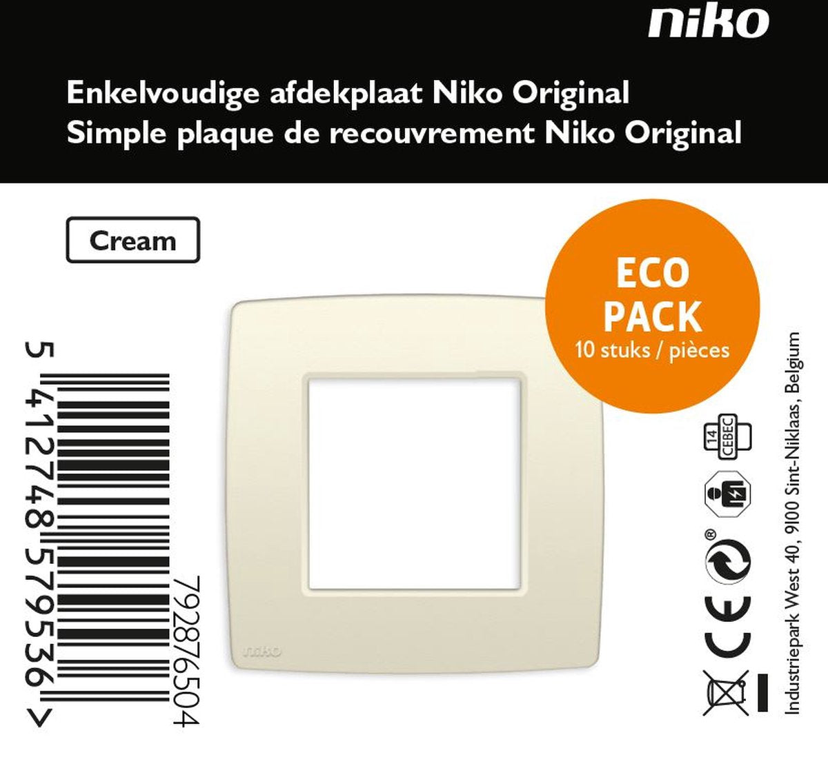 Niko Original cremefarbene Abdeckplatte – einzeln – 10 Stück