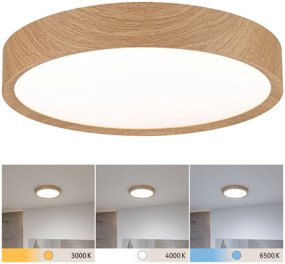 Paulmann Selection Badezimmer LED Deckenleuchte Tega IP44 weiß Schalter 1200lm 230V 22,5W Holzoptik