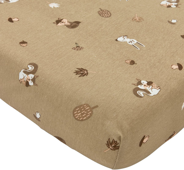Meyco Baby Waldtiere Spannbettlaken Beistellbett – Sand – 50 x 90 cm