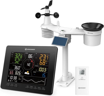 Bresser Wetterstation - WLAN 4cast - 7-in-1-Sensor mit Solarpanel - mit umfangreichen Messdaten