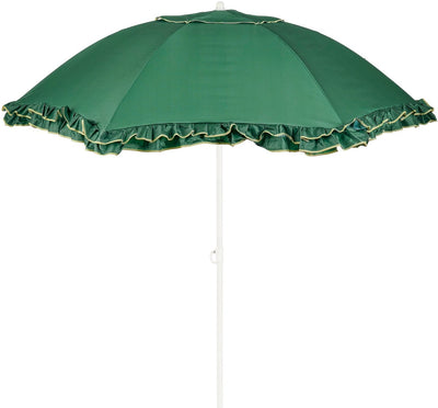 Mica Dekorationen Kippschirm mit Rüschen – Stockschirm 238 x ø195 cm – Garten- oder Balkonschirm – Polyester, Stahl – Grün