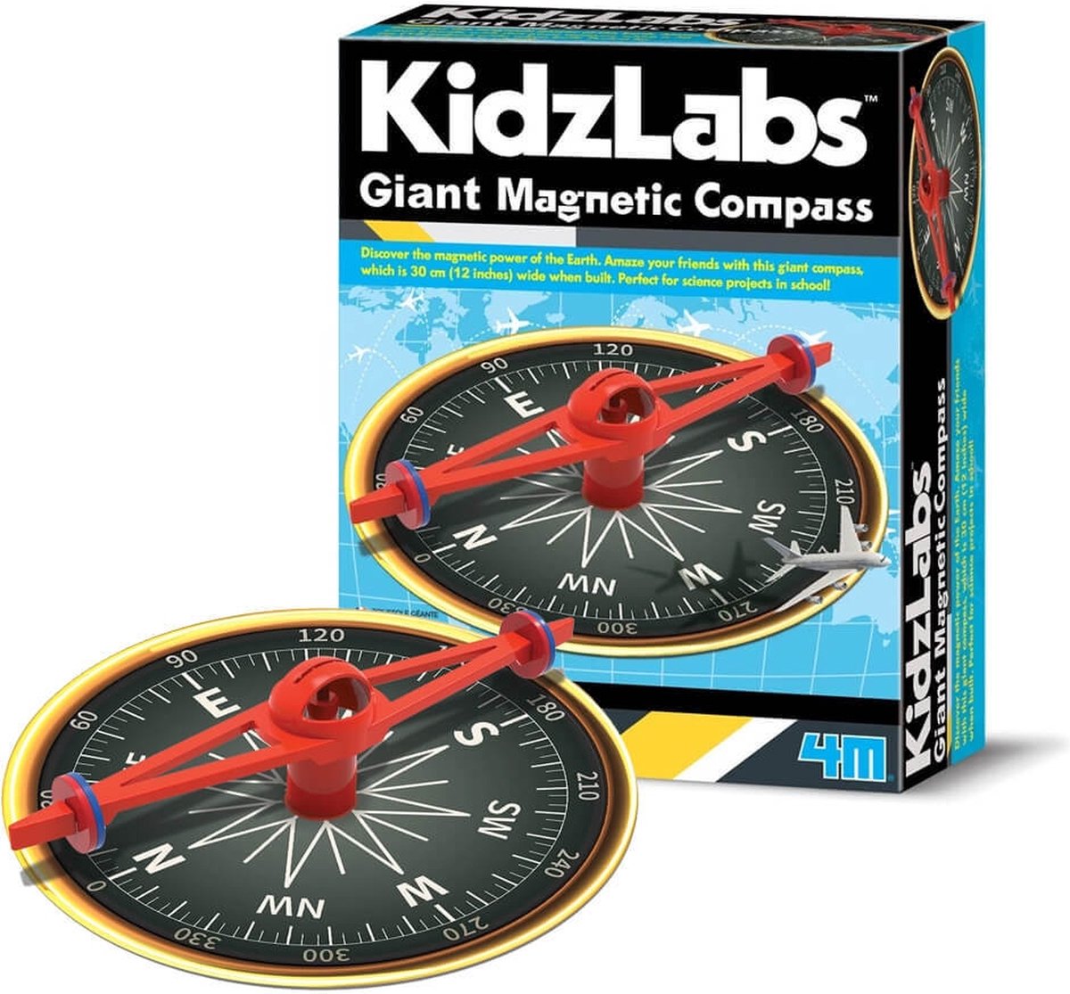 4m kidzlabs: Riesen-Magnetkompass 30cm, mit ausführlicher Anleitung, im Karton 17x22x6cm, 5+