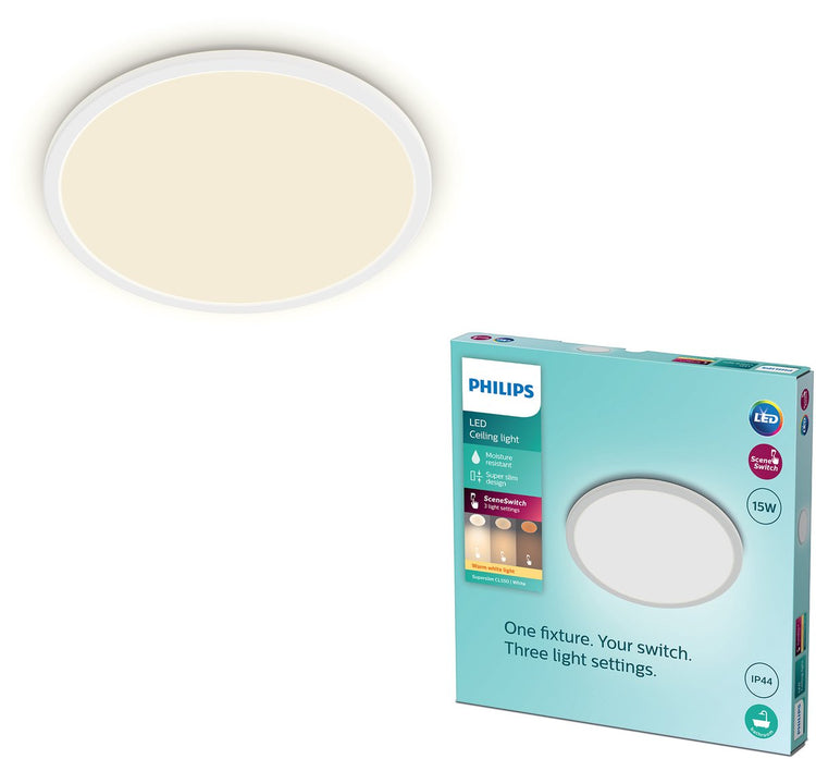 Philips LED Philips superschlanke Badezimmer-Deckenleuchte – weiß – rund – 15 W