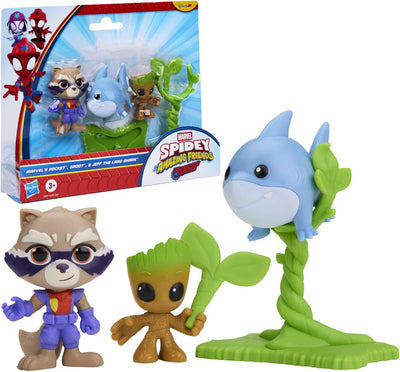 Hasbro Marvel Spidey und seine erstaunlichen Freunde – Rescue Webs Marvels Rocket Groot und Jeff der Landhai
