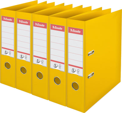 Esselte Nr. 1 Vivida-Ordner – Rückenbreite 75 mm – Vorteilspackung (5 Stück) – gelb