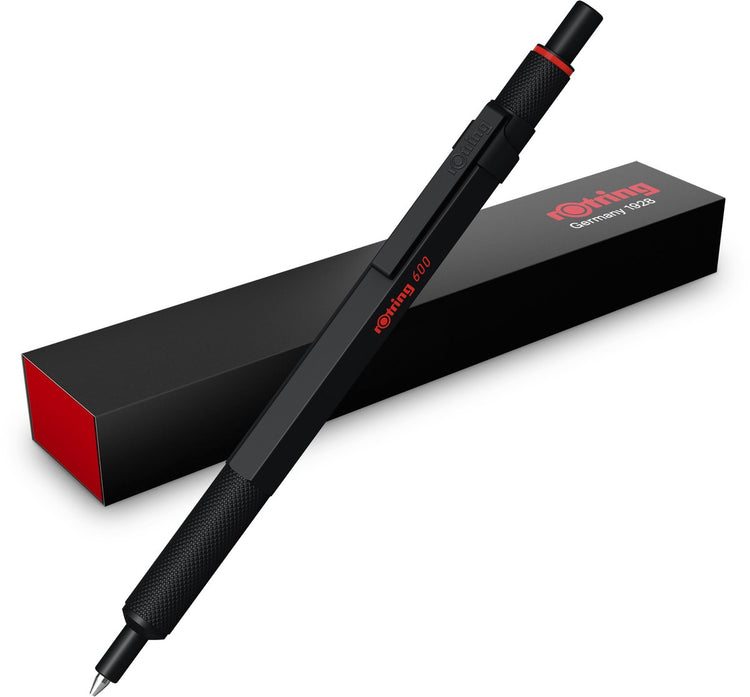 Rotring 600 Gelstift | 0,55 mm | schwarze Tinte | Stift mit schwarzem Metallgehäuse | rutschfester Rändelgriff und Sechskanthülse | nachfüllbar