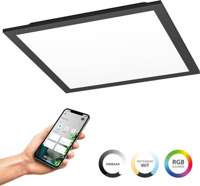 Eglo connect.z moradillo Smart LED-Panel – 29,5 x 29,5 cm – Schwarz – einstellbares RGB-Weißlicht – dimmbar – ZigBee