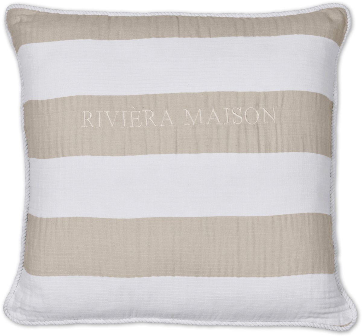 Riviera Maison gestreiftes Dekokissen – 45 x 45 cm – Sand
