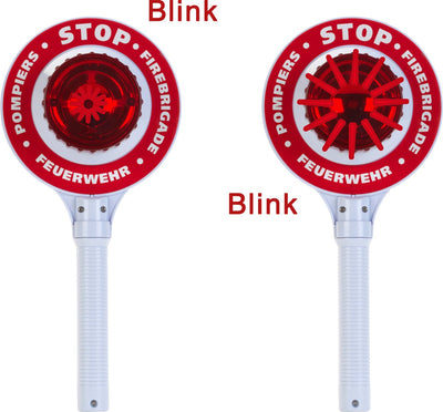 Klein Toys Feuerwehr-Stoppschild - 16x3,5x29 cm - inkl. Lichteffekte - ideales Accessoire für Feuerwehrkostüme und Rollenspiele - rot und weiß