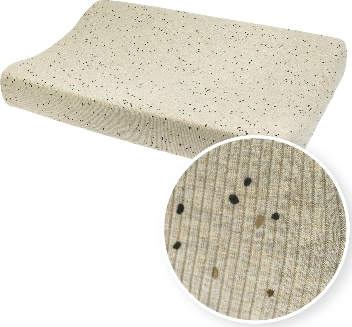 Meyco Baby Rib Mini Spot Wickelauflagenbezug – Sand Melange – 50 x 70 cm