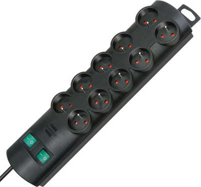 Brennerstuhl Primera-Line Steckdosenleiste 10-fach schwarz 2m H05VV-F 3G1,5 die Steckdosen sind je 5 schaltbar *fr*
