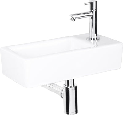 Differnz Brunnenset Helios Rechteck rechts 37,5x18,5x9,5cm Keramik weiß