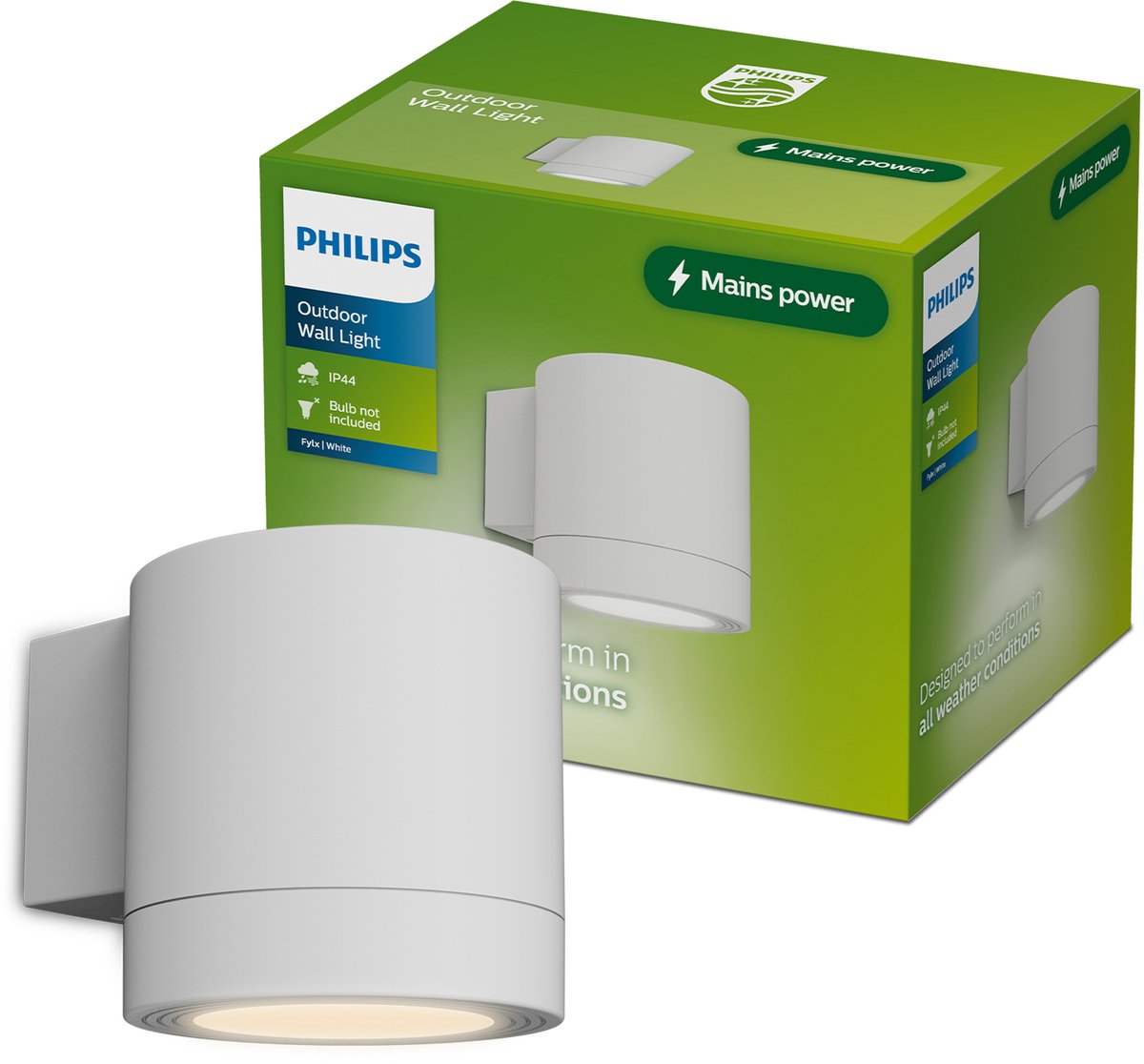 Philips LED Philips Fylx Wandleuchte – Außenbeleuchtung – Gu10-Fassung – Wetterfest: IP44 – Weiß – modernes Design