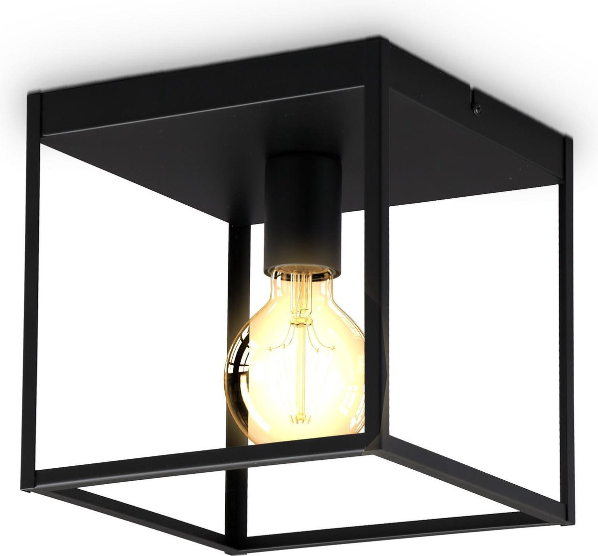 B.k.licht – schwarze Deckenleuchte – dekorativ – Industrieleuchte – Metall – E27-Fassung – 22 x 22 cm