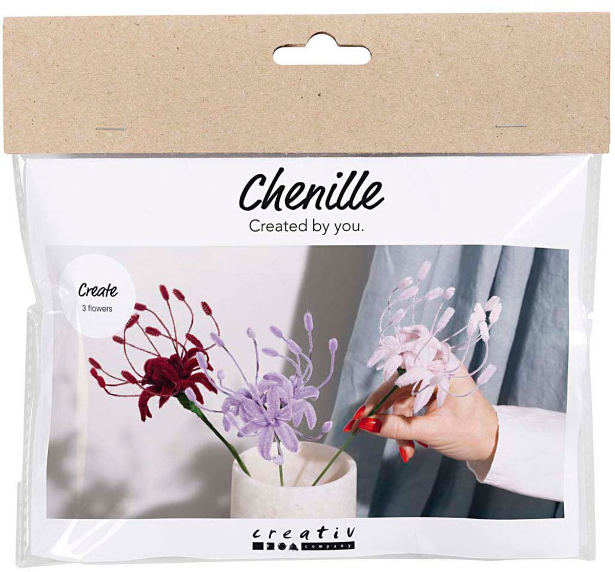 Creativ Company Mini-Hobby-Set Blumen aus Chenilledraht, Lilie, hellrosa, hellviolett, dunkelrot, 1 Box
