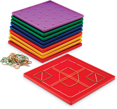 Lernressourcen, Lernspielzeug, 5 x 5 Pin-Geoboards, 10er-Set. - 3+