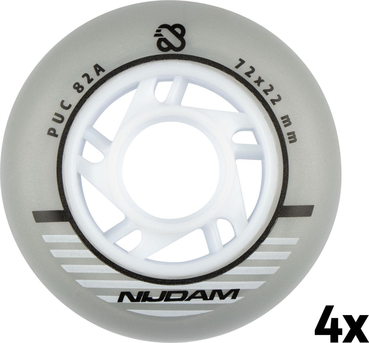 Nijdam Inline-Skate-Räder – 72 x 24 mm – 4 Stück – silberweiß
