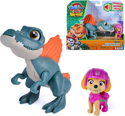 Paw Patrol – Der Dino-Film – Skye Roaring Pup Pals, enthält einen 12,7 cm großen beweglichen Spielzeugdinosaurier Spinosaurus mit aktivierten Geräuschen und eine Skye-Actionfigur