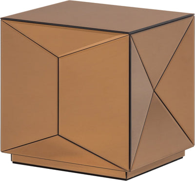 Woood Glintz Beistelltisch – Holzspiegelglas – Braun – 40x40x40