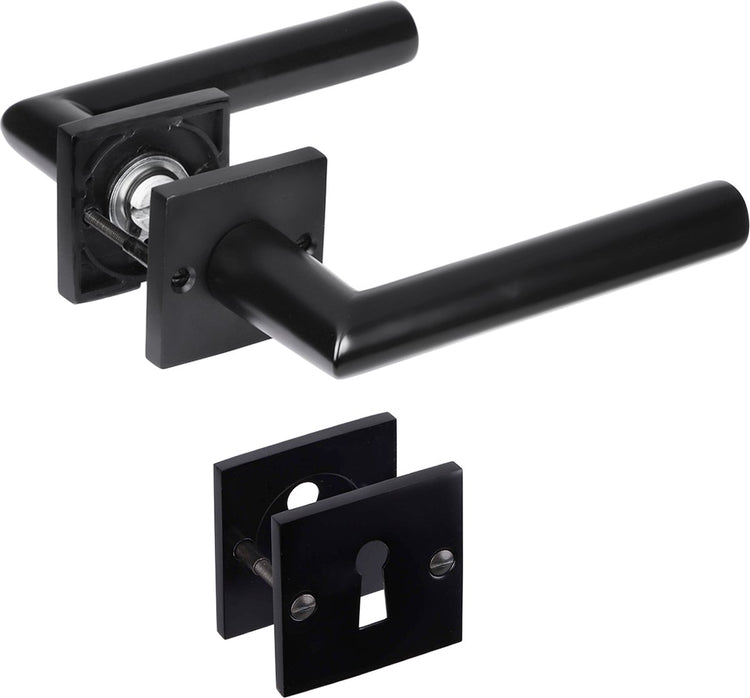Impresso Innentürbeschlag London - Vierkantrosette mit Vierkantschlüsselrosette - Aluminium - Schwarz