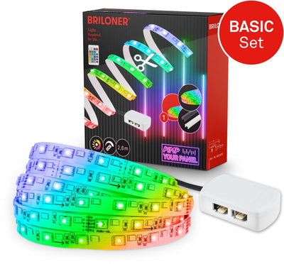 Briloner Pimp Your Panel – LED-Streifen-Starter-Set 2,6 m – 8022252 – RGB-Basisset – Pimp Your Panel – Treiber – Fernbedienung – selbstklebend – 262,5 x 1 cm