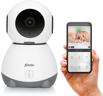 Alecto WiFi-Babyphone mit Kamera und App – Full HD – aus der Ferne beweglich – Benachrichtigung über Bewegung und Ton – smartbaby10 – Weiß