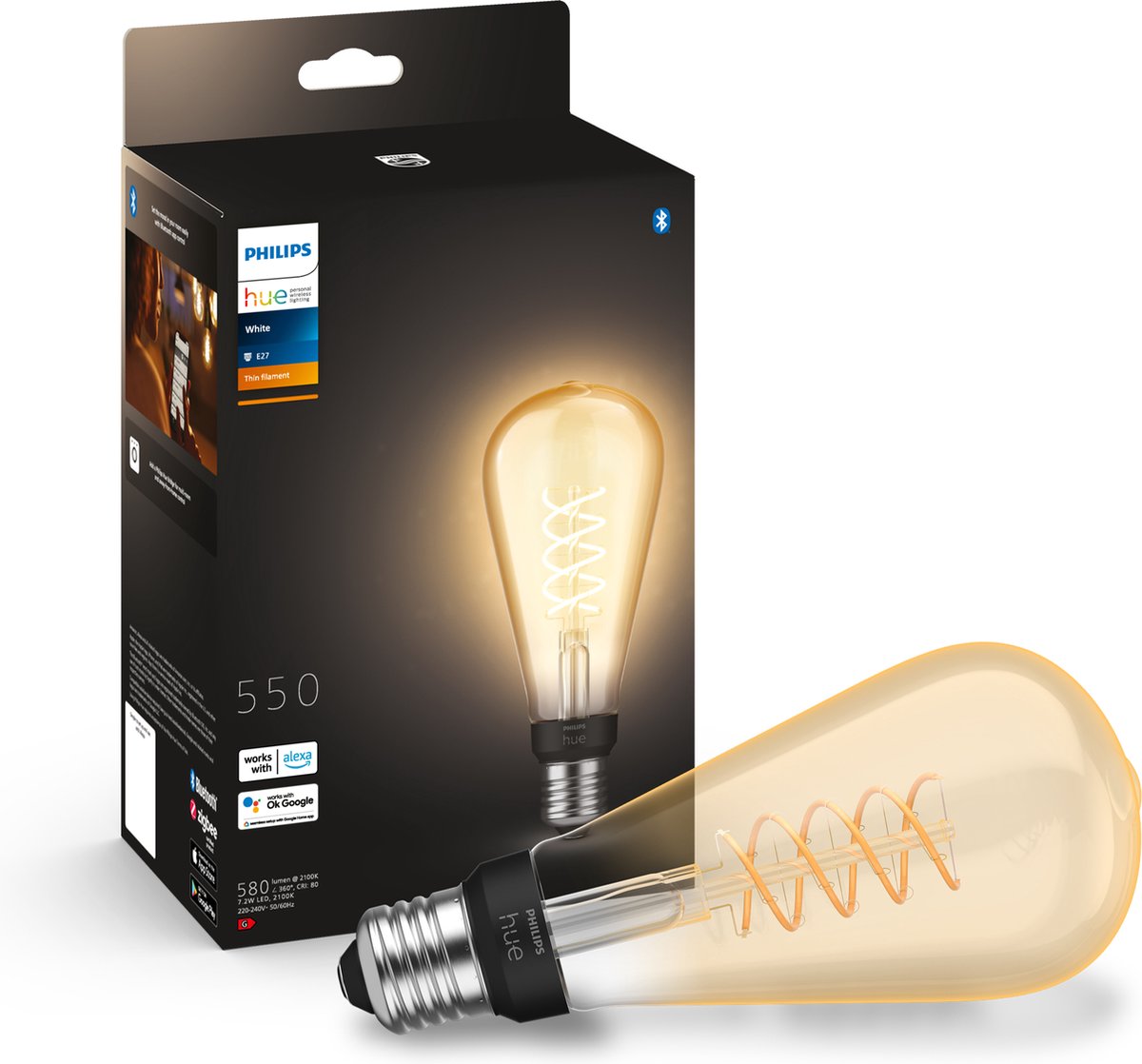 Philips Hue Filament Edison-Lampe ST72 – weiches weißes Licht – 1er-Pack – E27
