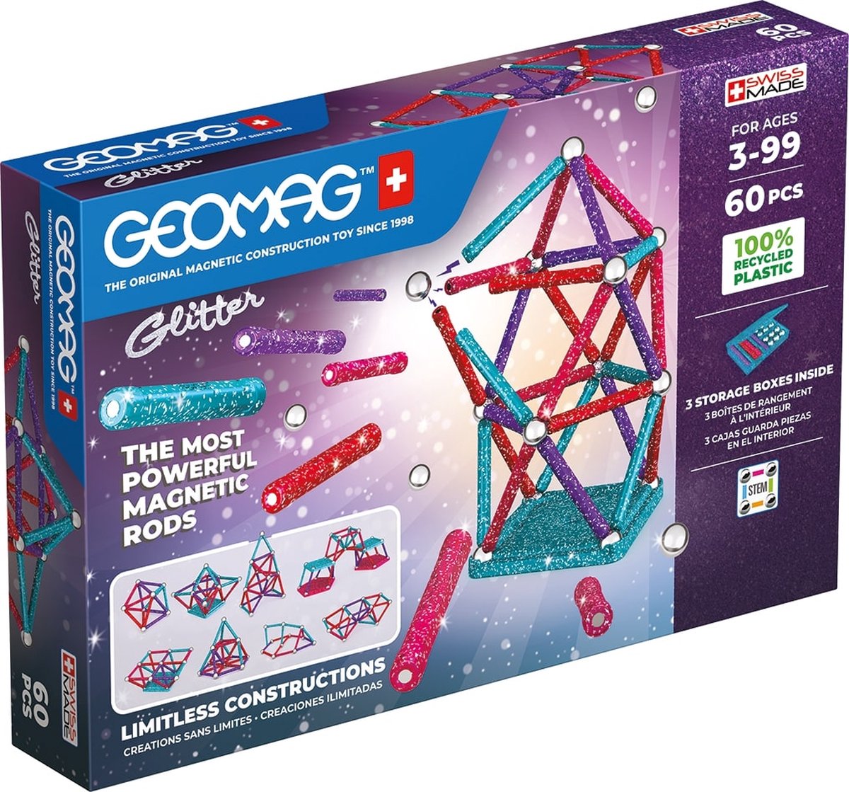 Geomag Glitzer-Set recycelt – 60 Stück