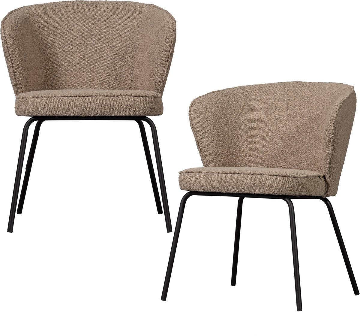 Woood Admit Esszimmerstühle – Bouclé – Beige – 2er-Set