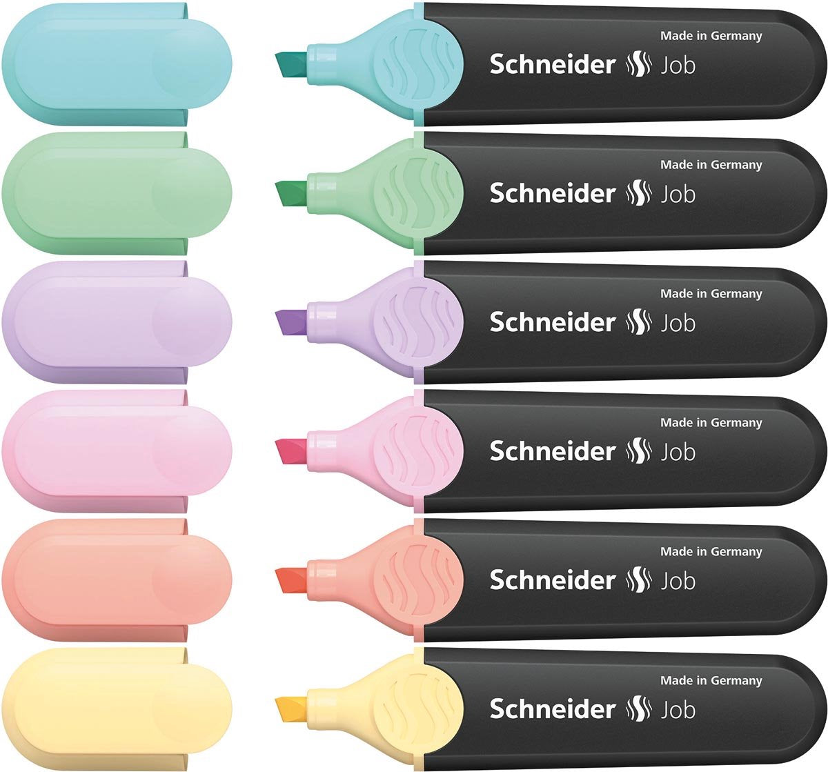 Schneider Stationery Schneider Textmarker – Textmarker – Job Pastell – sortiert 6 Stück – Meißelspitze – S-115097