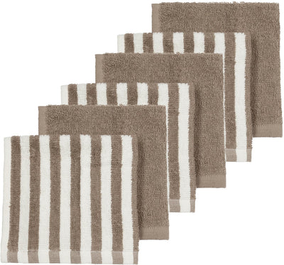 Meyco Baby Fat Stripe Gesichtstücher – Jacquard-Frottee – Taupe – 30 x 30 cm – 6er-Pack