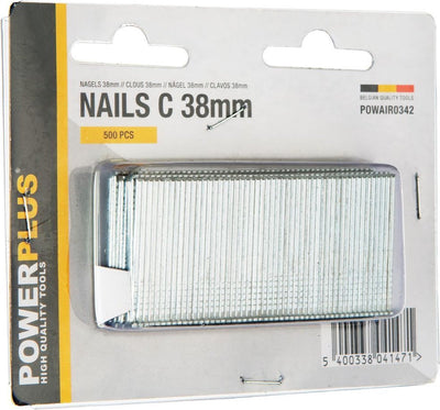 Powerplus powair0342 Nägel – für Tackernagler – 38 mm – 500 Stück