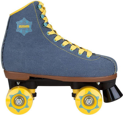 Nijdam Retro-Rollschuhe - Denim Rebel - Jeansblau Gelb - Größe 37
