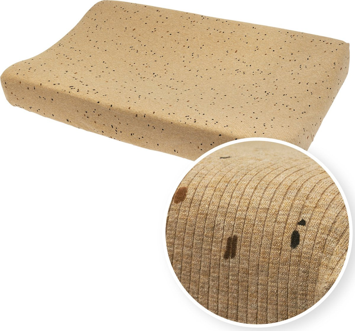 Meyco Baby Rib Mini Spot Wickelauflagenbezug – Toffee Melange – 50 x 70 cm
