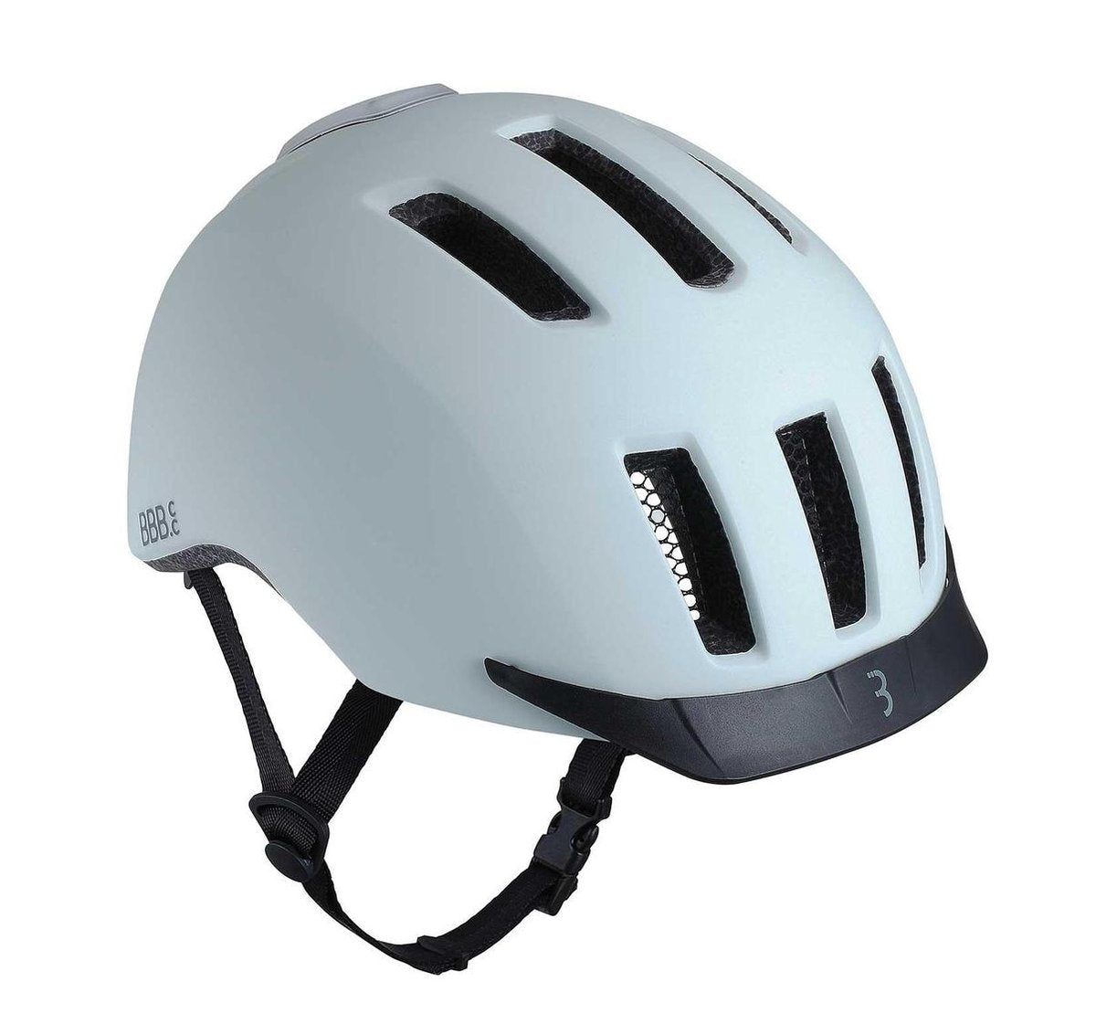 BBB Cycling Grid Fahrradhelm mit Lichtern – Erwachsene – E-Bike und Citybike – mattgrau weiß – Größe L – BHE-161
