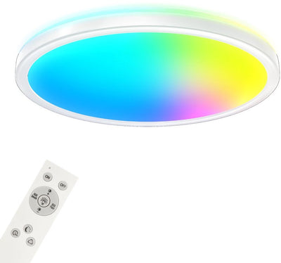Briloner - Smarte LED-Deckenlampe - Deckenlampe mit RGB - indirekter Lichteffekt - neutralweißes Licht - WLAN - Wohnzimmerlampe - Fernbedienung